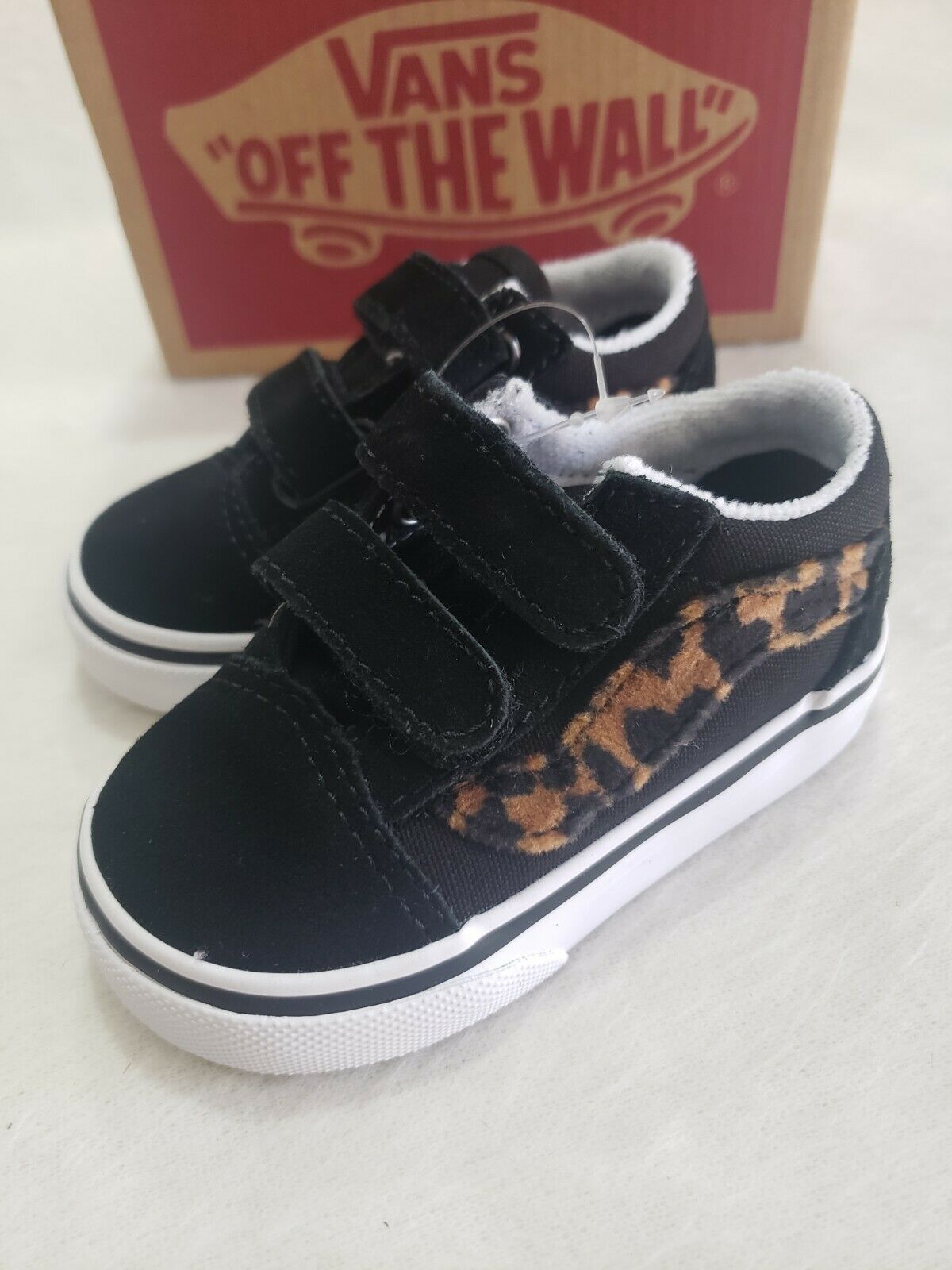 Vans Old Skool Leopard Fur Black Toddler Sneaker Shoes Size 4