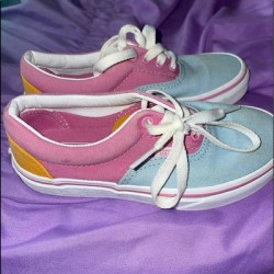 Vans Shoes | Girls Size 13 Multicolor Vans. | Color: Blue/Pink | Size: 13g