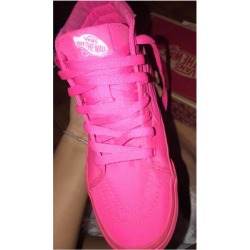 Vans Shoes | Girls Size 3.5 Neon Pink High-Top Sneakers | Color: Pink | Size: 3.5g