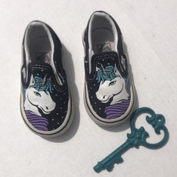 Vans Shoes | Kids Slip On Unicorn Vans Shoes. | Color: Black | Size: 4bb