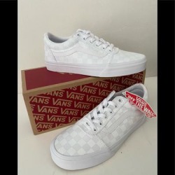 Vans Shoes | White Checkerboard Vans For Women | Color: White | Size: 8
