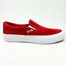 Vans Slip On Pro (Suede) Red White Womens Casual Skate Shoes