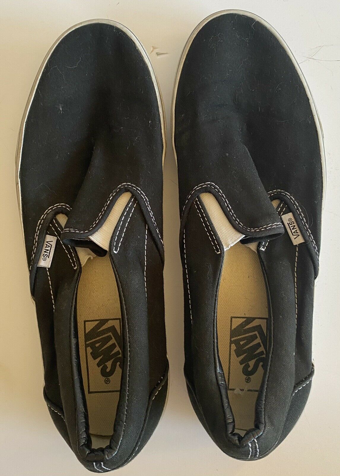 VANS Solid Black Slip On Men’s Shoes Size 10.5 Women’s Size 12 Classic Style