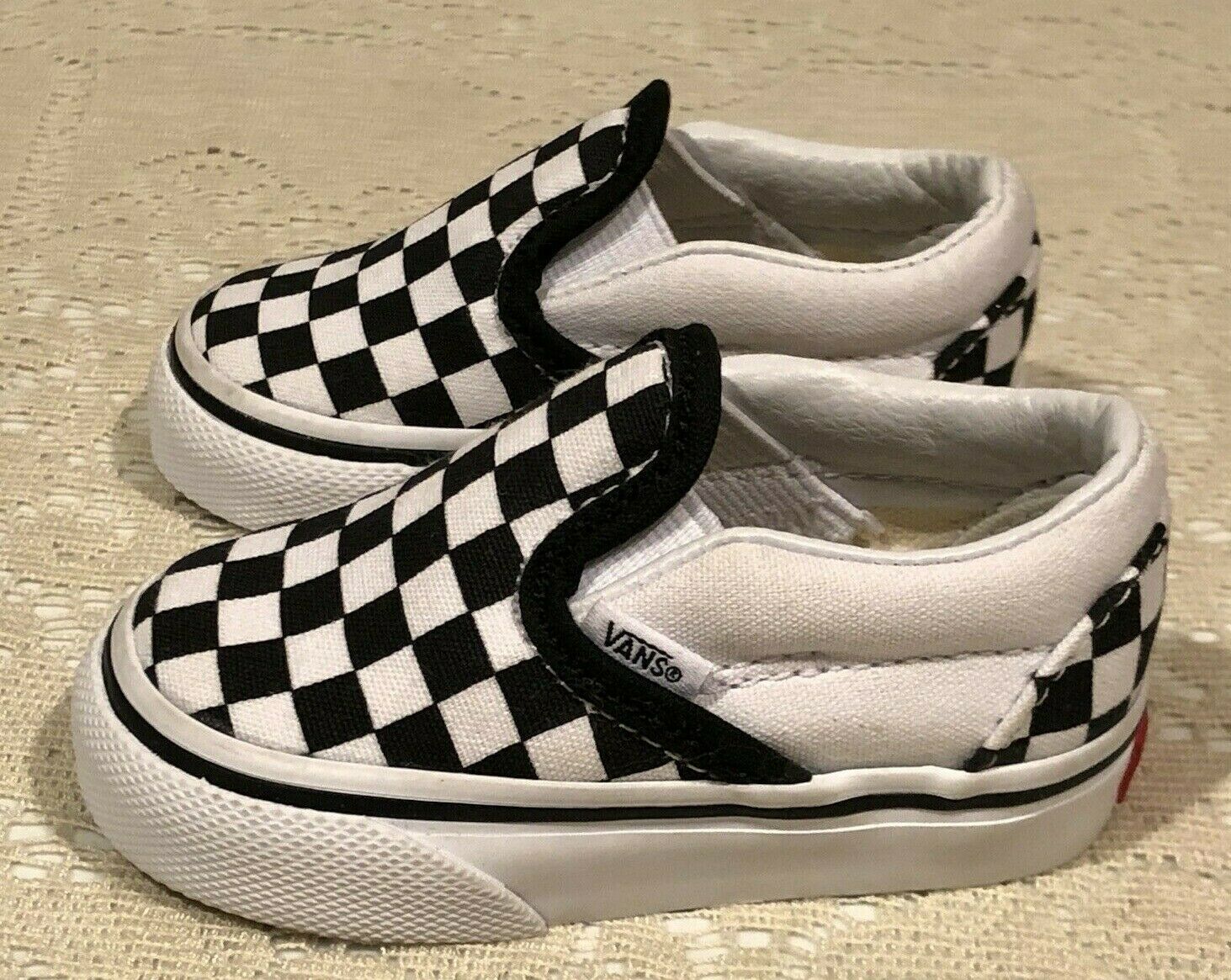 Vans Toddler Boy's Asher V Checkers Black/Natural Skate Shoes Toddler US Size 3