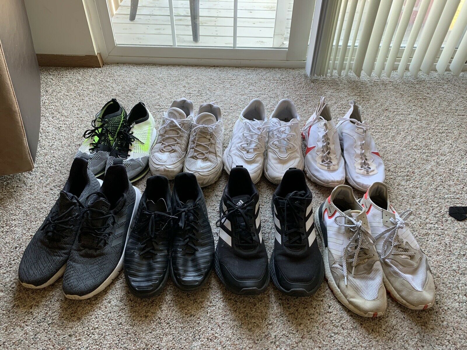 VARIETY OF SHOES. Nike/Adidas. Air Max, Flyknit Racer, Nike React, Tiempo, Etc