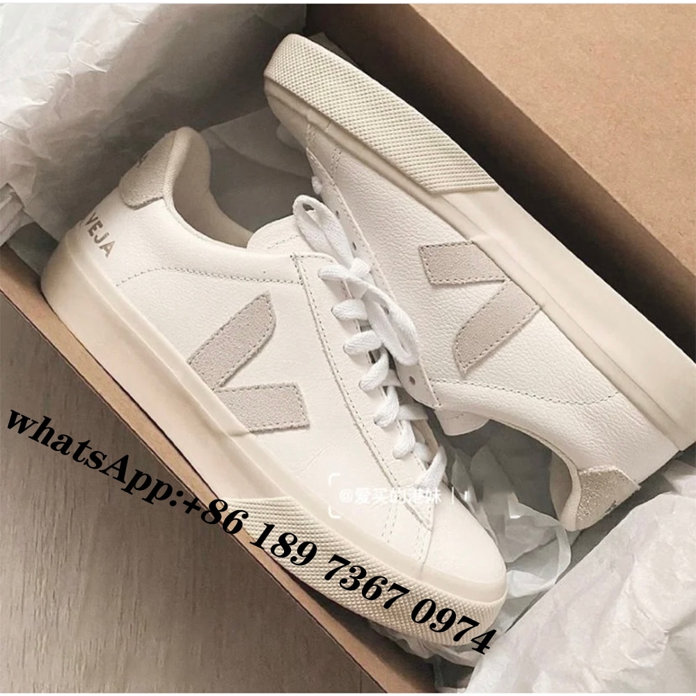 VEJA Campo Sneakers Women's Classic All-Match White Shoes Men's V-Shaped Sneakers Veja Shoes Trend Couple Leather Sneakers