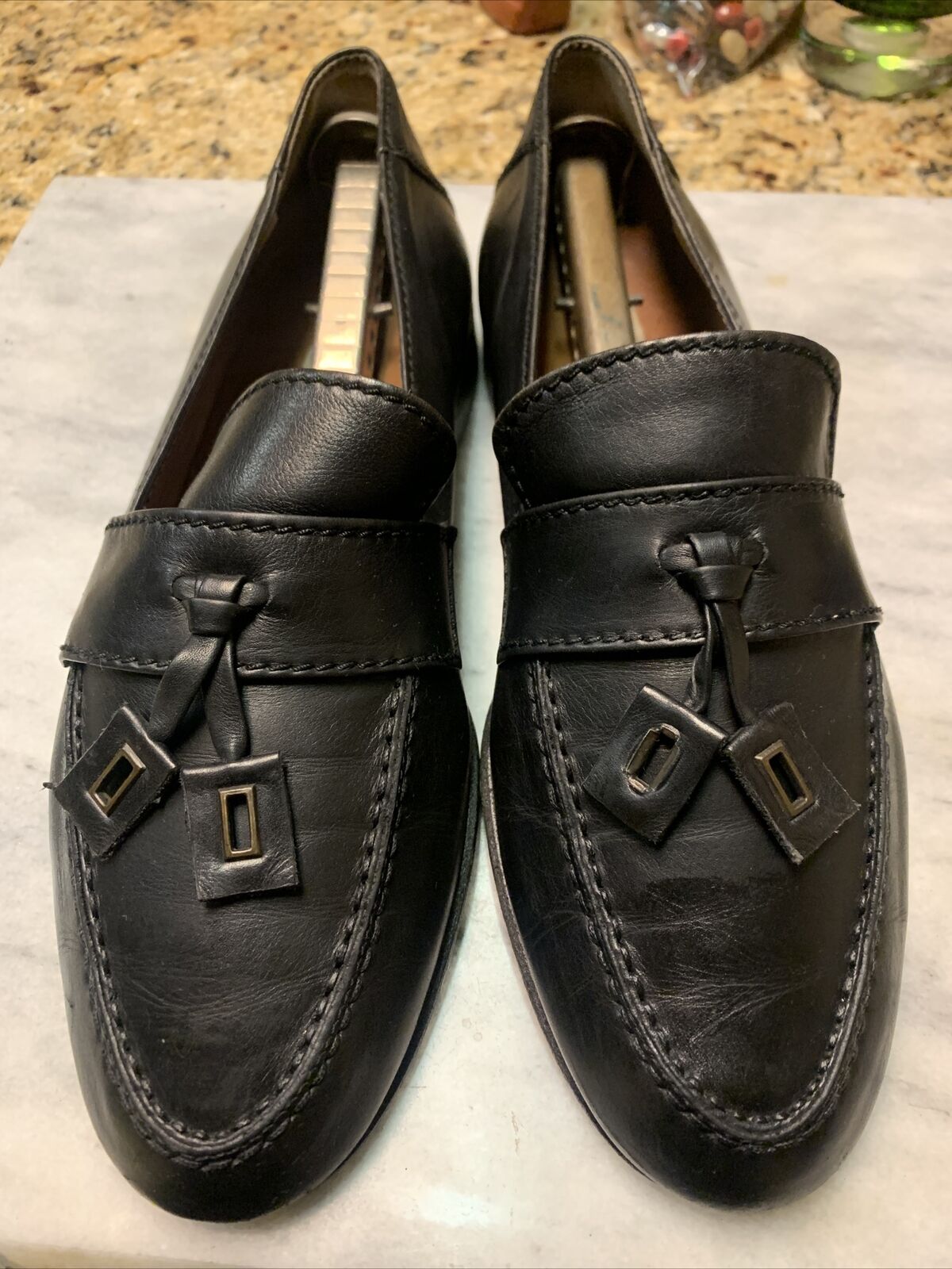 Versace Vintage Loafers Dress Shoes Black Leather Size 8 EXCELLENT CONDITION****
