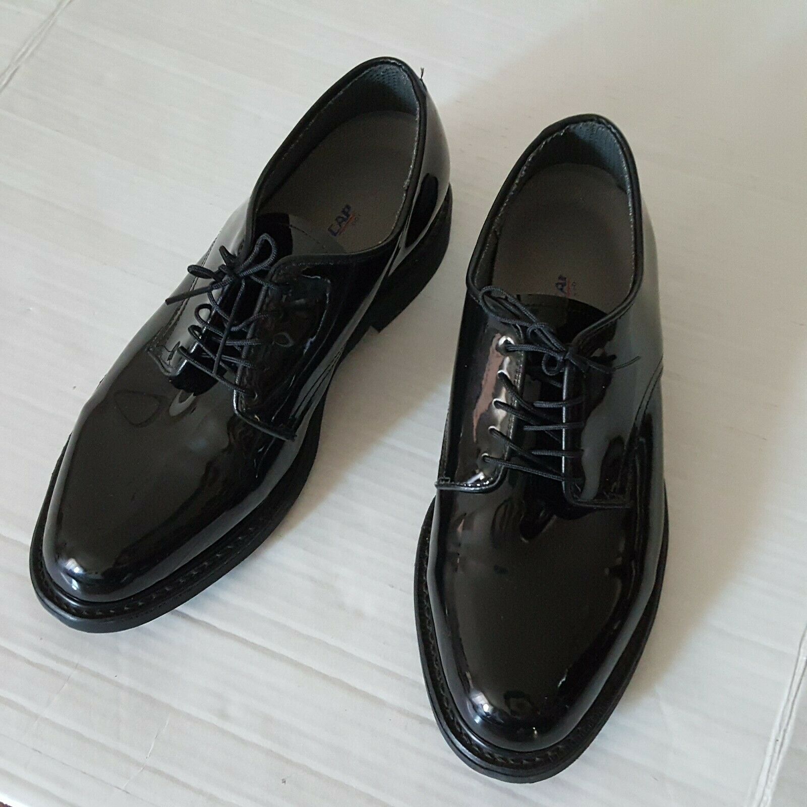 Vibram Mens Dress Shoes Glossy Black Oxford Avonite Hypalon Non Marking Uniform