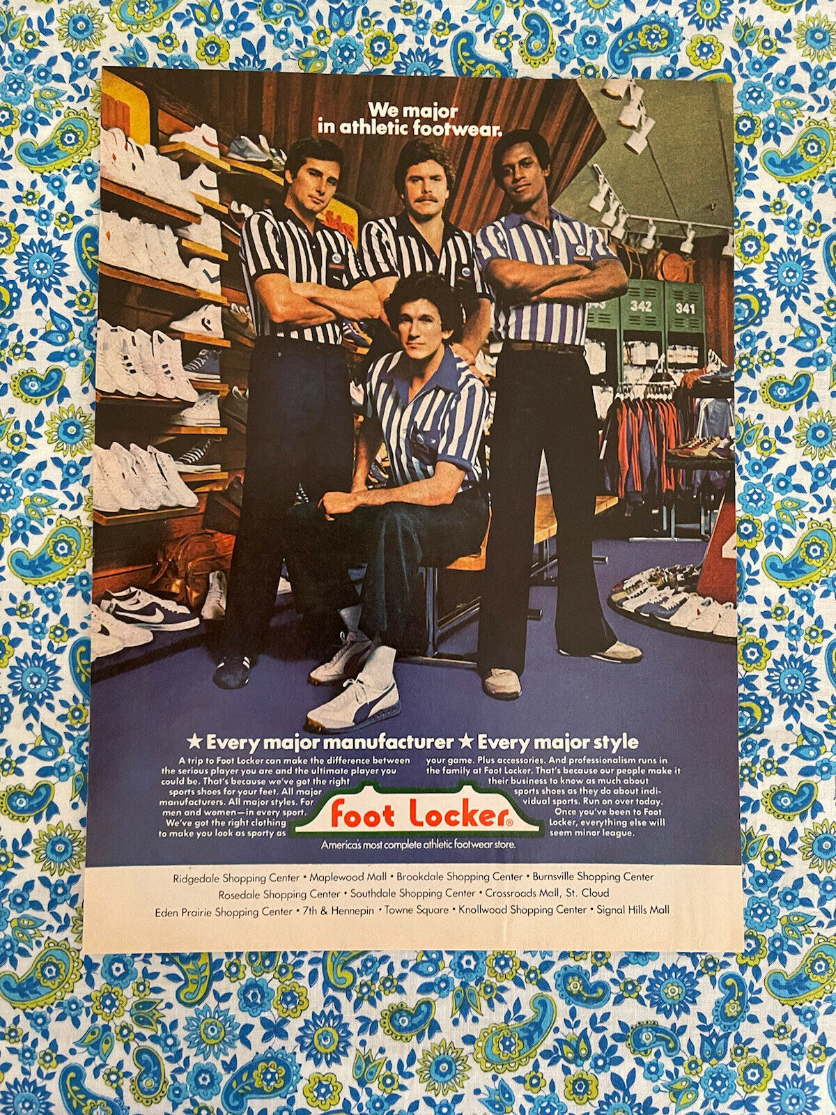 Vintage 1980 Foot Locker Print Ad Retail Athletic Shoe Store Mall Locations