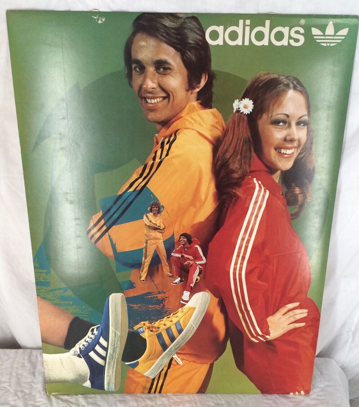 Vintage Adidas Shoes Store Display Advertisement Cardboard Poster Track Jackets