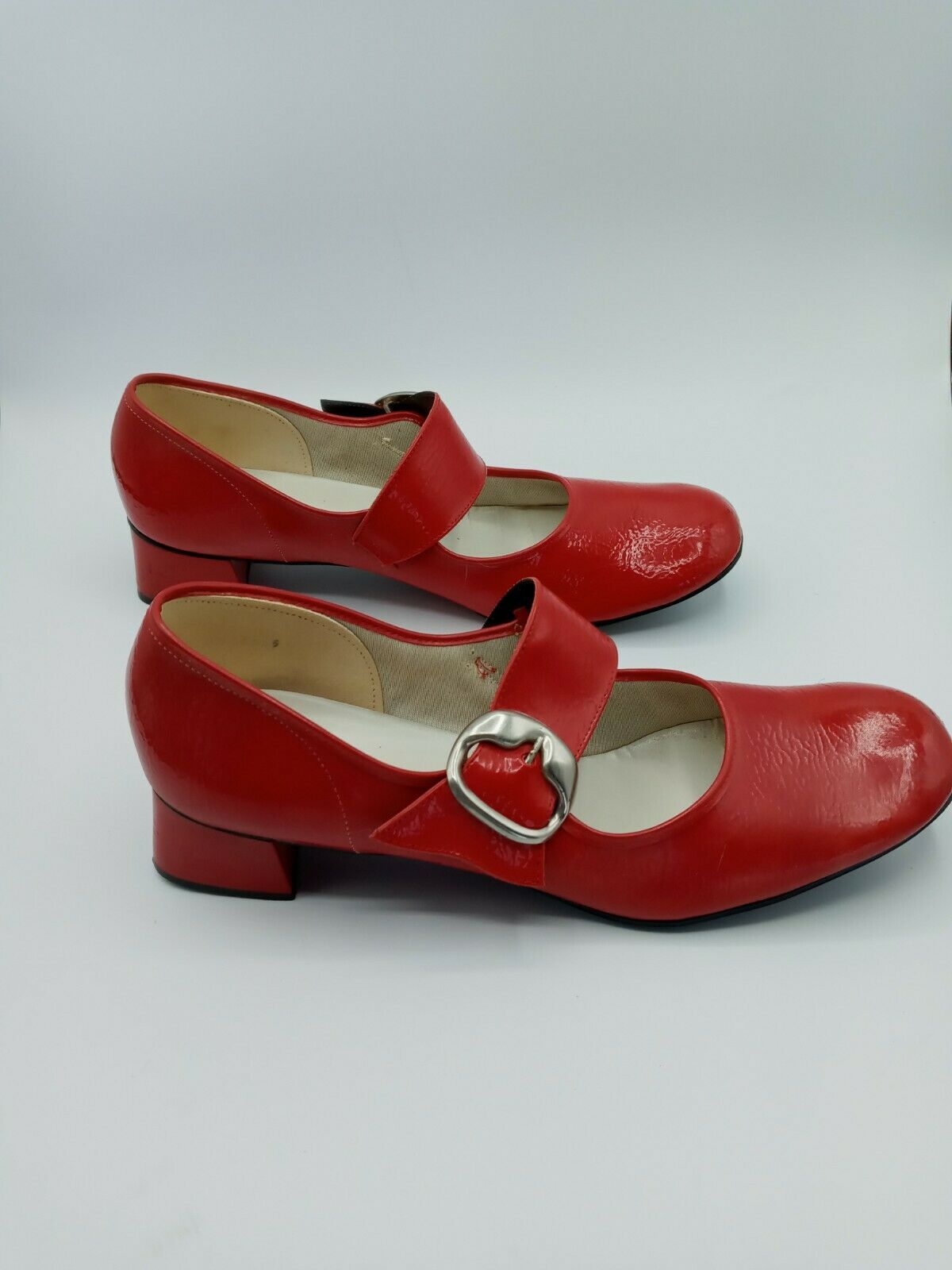 Vintage Hibrows Womens Red Patent Leather Mary Janes Dress Shoes