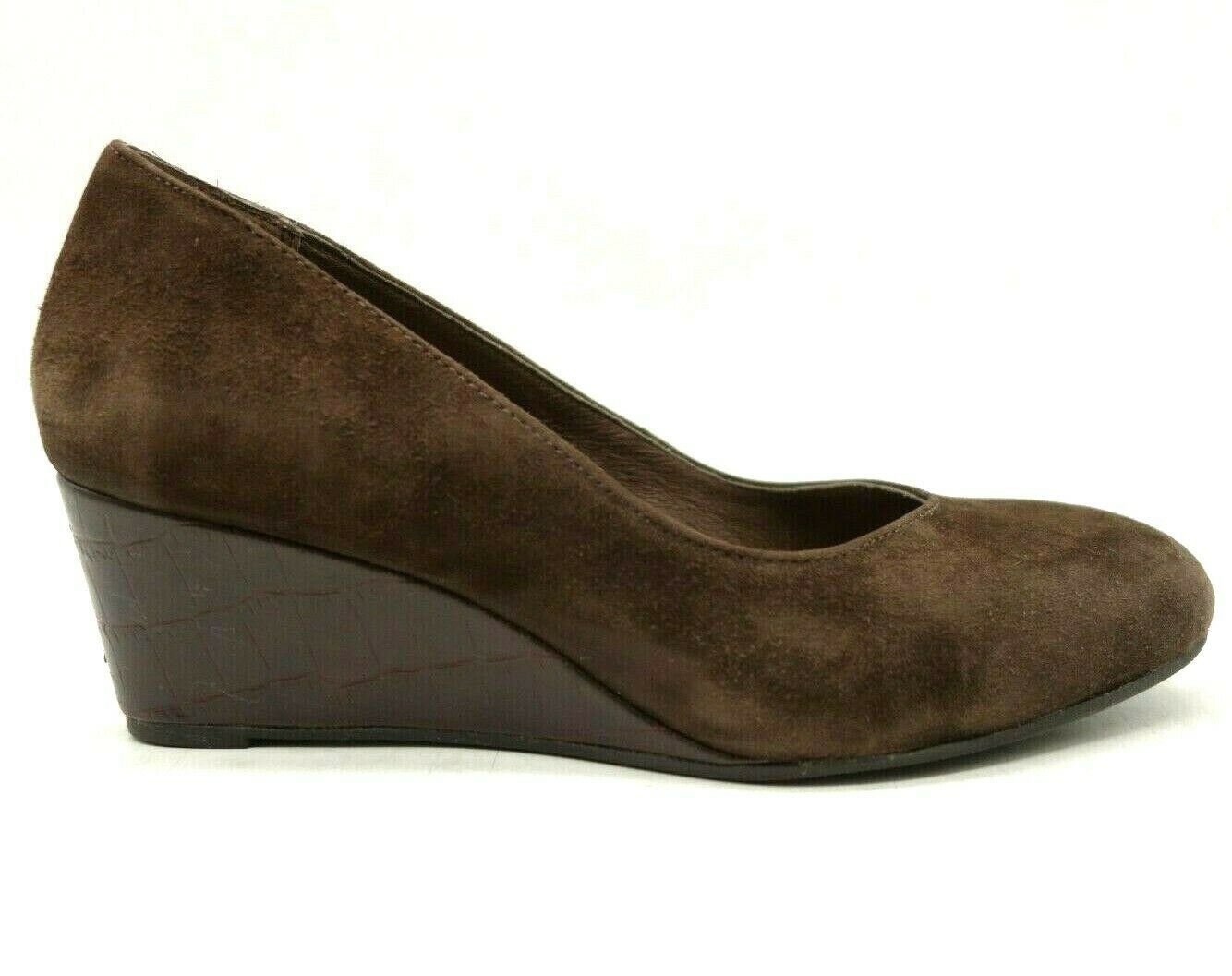 Vionic Antonia Brown Leather Dress Casual Comfort Wedge Heels Shoes Women's 6