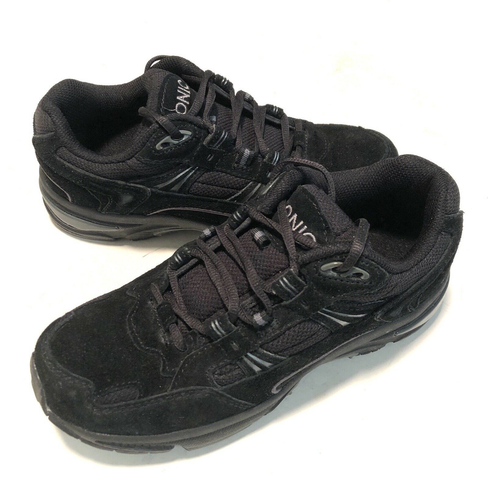 Vionic Walker Suede Plantar Fasciitis Black Comfort Walking Shoes Sz 6