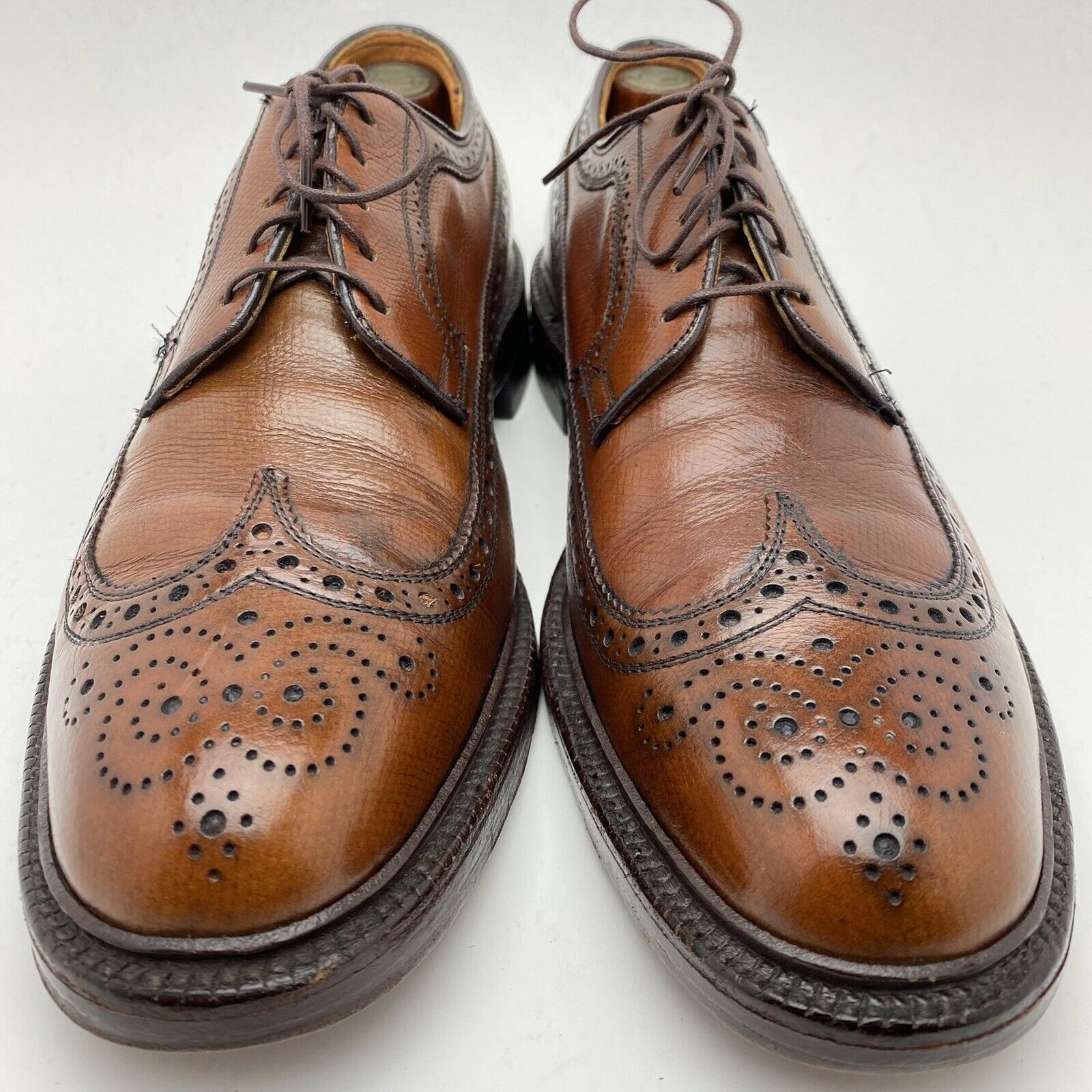 VTG Bob Smart Shoes For Young Men Cognac Pebbled Leather Longwing Oxford US 10 A