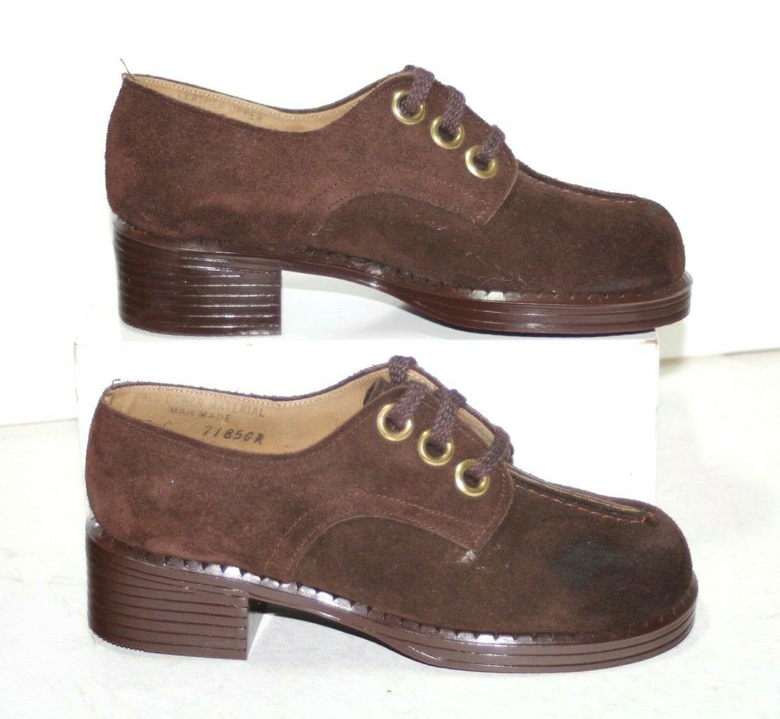 VTG Girls' YOUNG SET SHOES Brown Dress or Casual Lace Up Oxfords Size 13 C