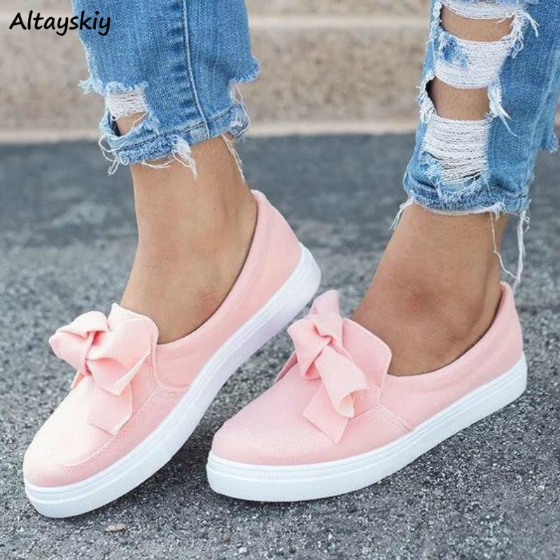 Vulcanize Shoes Women Canvas Bow Kawaii Korean Style New Fashion Streetwear Womens All-match Female Leisure Various Colors Daily
