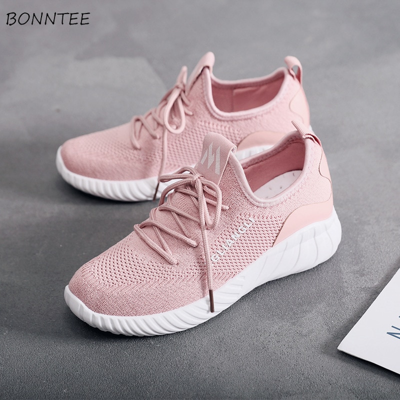 Vulcanize Shoes Women Lightweight Casual White Sneakers Lace Up Flat Womens Breathable Footwear Soft Walking Student Mesh Trendy