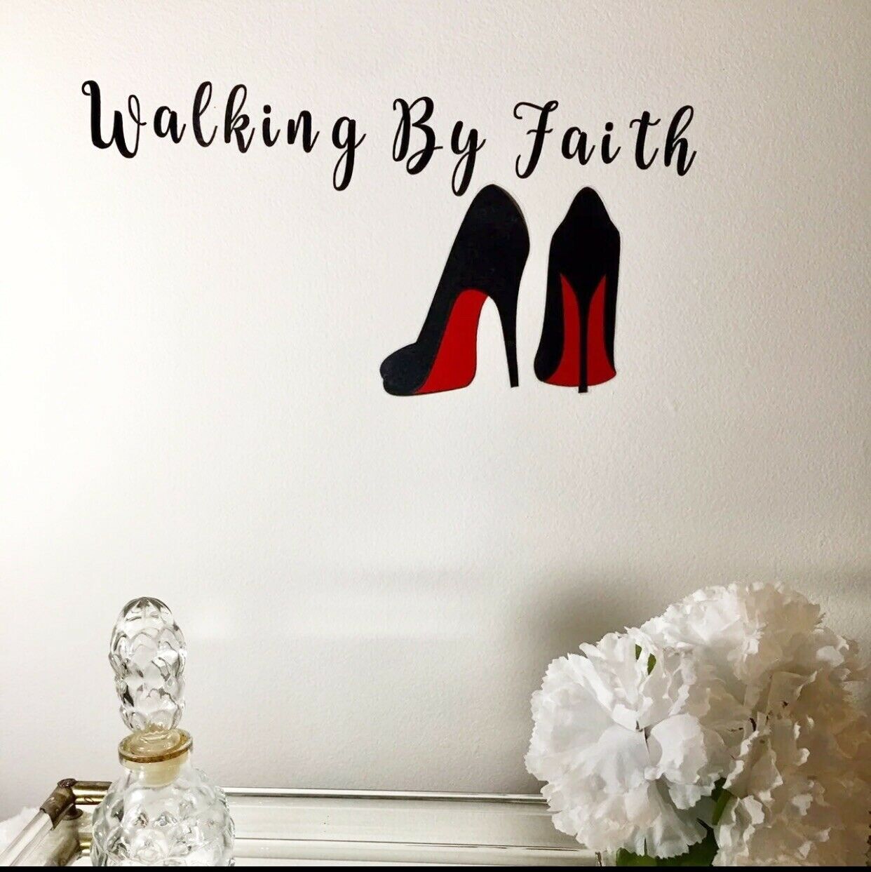 Walking By Faith Word Decal Red Shoes Decal Wall Decal Sticker Black Friday Sale