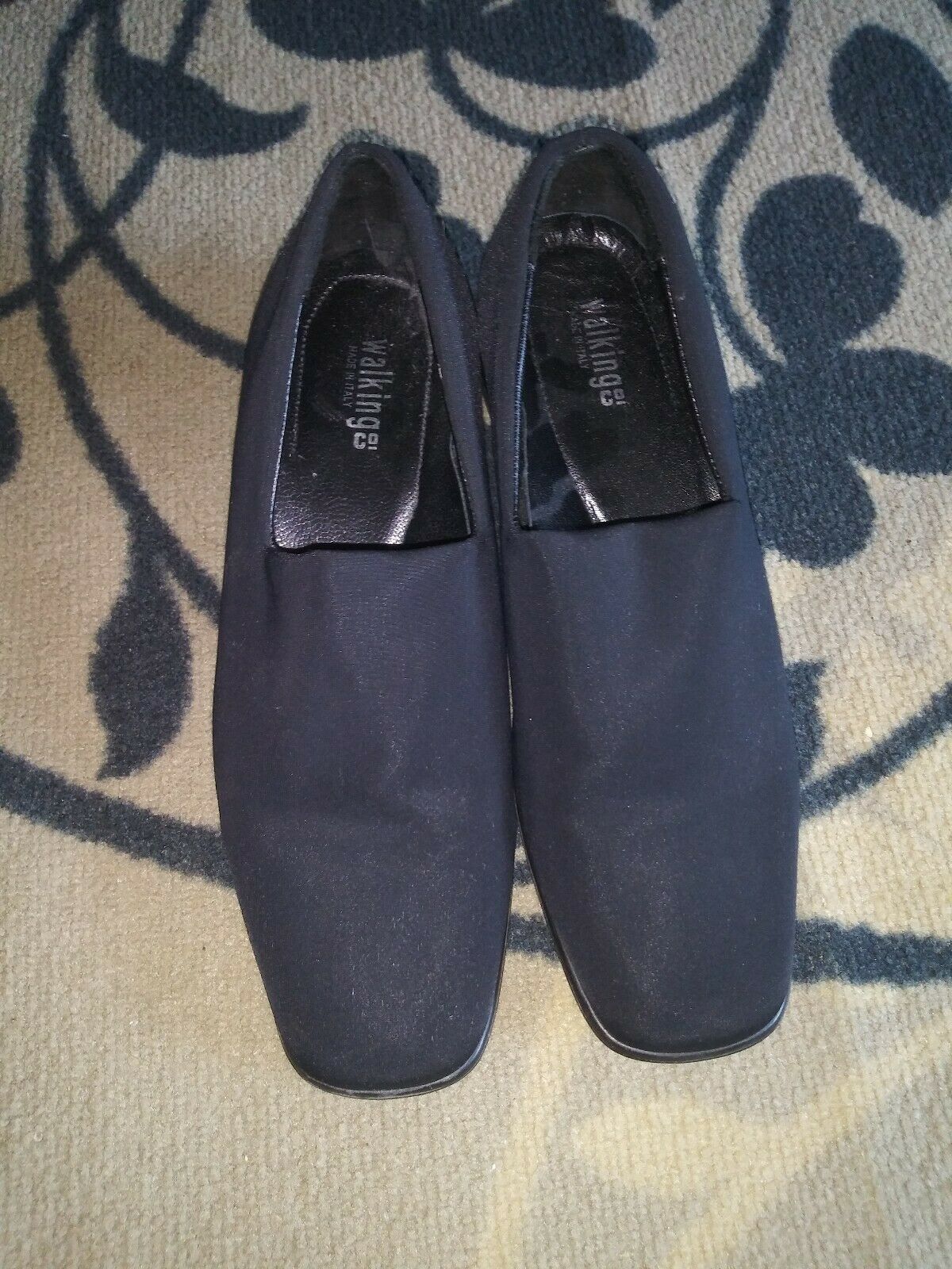 Walking Co Women's Black Slip On Heels Shoes Made in Italy Sz 6.5