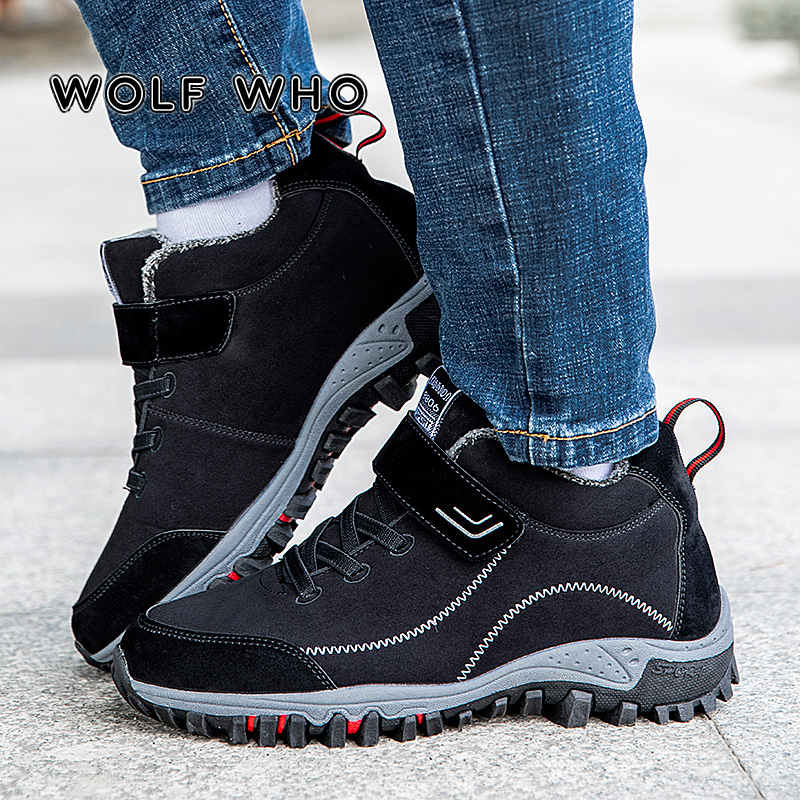 Waterproof Big Size Safety Boots Popular Men's Casual Shoes Warm Fur Winter Boots 2021 Fashion Snow Boots Men Comfy Velcro H37