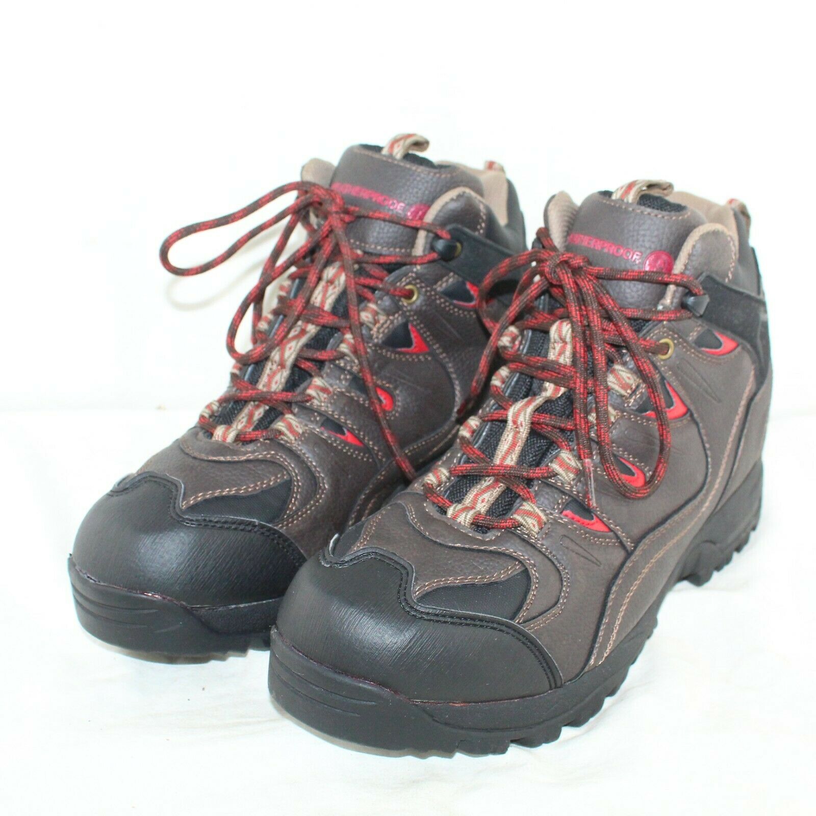 WEATHERPROOF men's lace up low heel black & brown leather hiking boots size 12 M