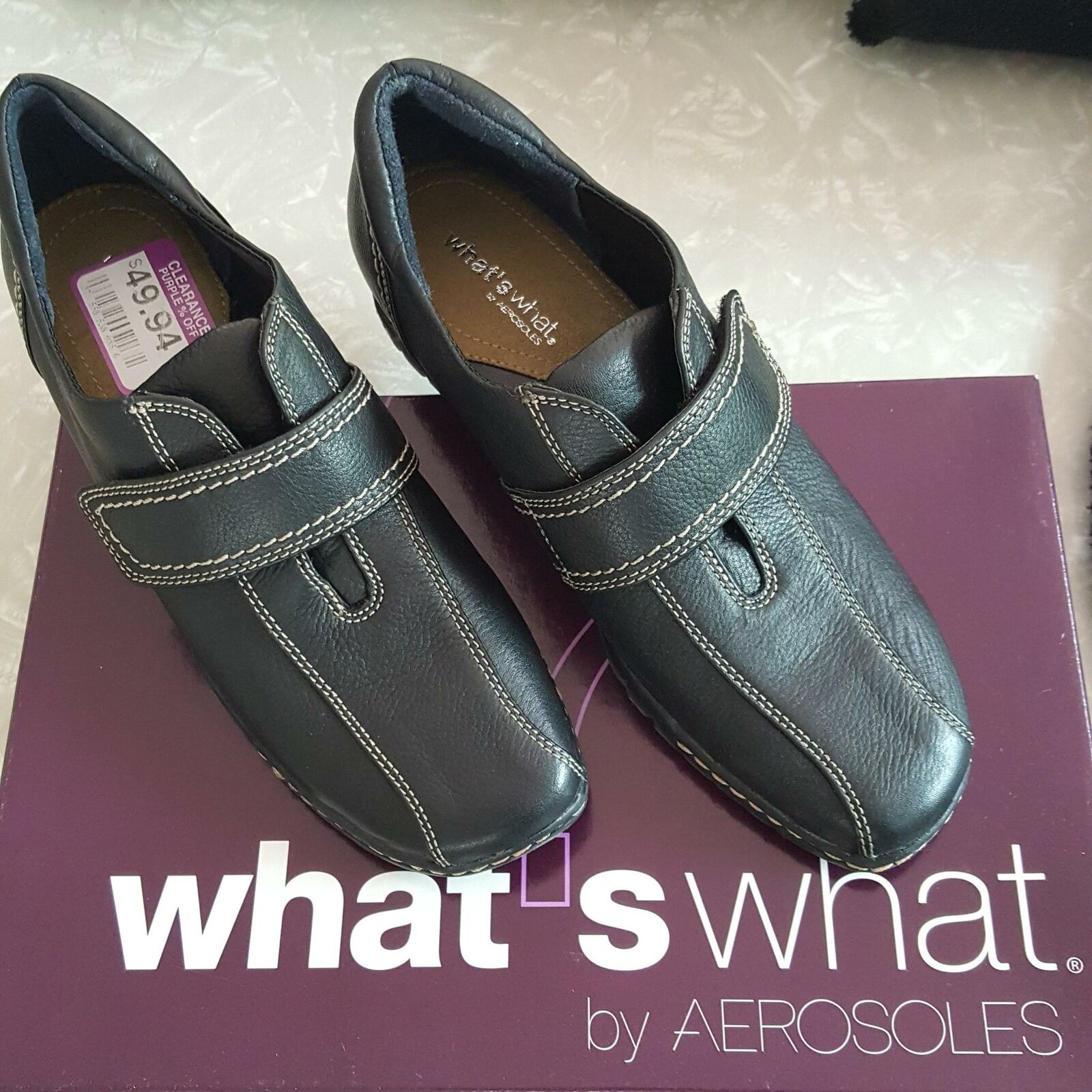 Whats What by Aerosoles Ribbon Walking Shoes Womens Sz 6M Black New