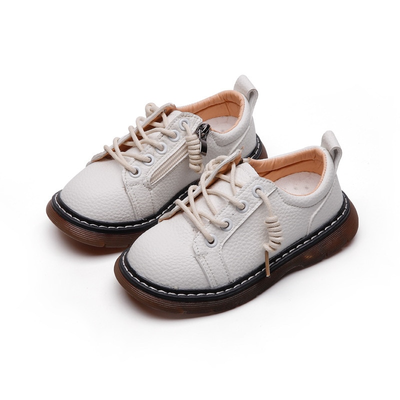 White Black Dress Shoes Kids Boys Casual Leather Shoes British Style Children Student School Shoes Comfortable Soft Bottom 3-12T