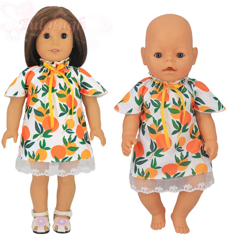 Wholesale Orange Dress Wear For 18Inch American Doll & 43cm New Born Baby Doll Clothes Accessories