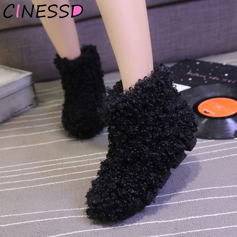 Winter Boots Women Woman Snow Boots Shoes Mid Calf Velvet Fur Warm Laides Warm Cotton Padded Snowboots Shoes Female Botas Mujer