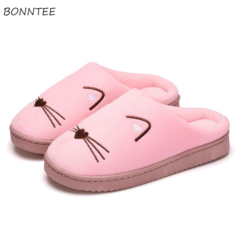 Winter Slippers Women Fashion Cute Simple Candy Colors Bedroom Shoes Casual Soft Bottom Womens House Floor Cotton Slipper Ladies