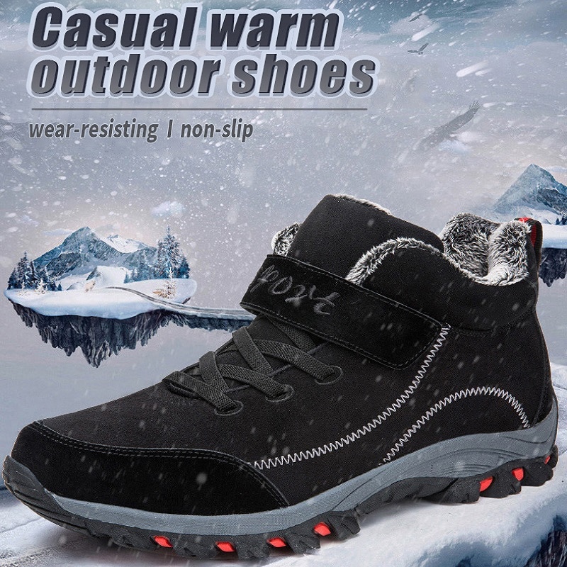 Winter Women's Boots Cow Suede Warm Snow Boots Men's Work Casual Shoes High-top Waterproof Non-slip Plus Velvet Couple Shoes