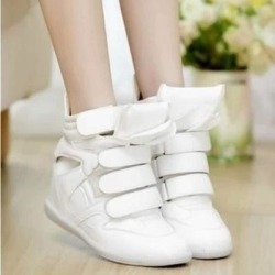 Woman Casual Sports Shoes White High-Top Shoes Increased