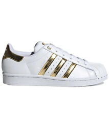 Women Adidas Superstar Metal Toe Casual Lace Up Sneakers Shoes White/Gold FV3330