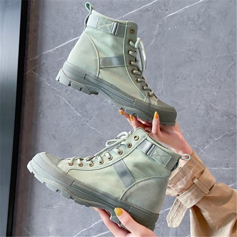 Women Autumn Winter Ankle Boots Fashion Platform High Heels Women's Boots Lace up Casual Shoes 2020 Non-slip Short Boot Ladies