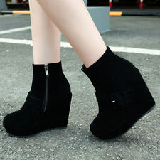 Women Boots High Heels Platform Ankle Zipper Wedge Winter Booties Shoes Fashion