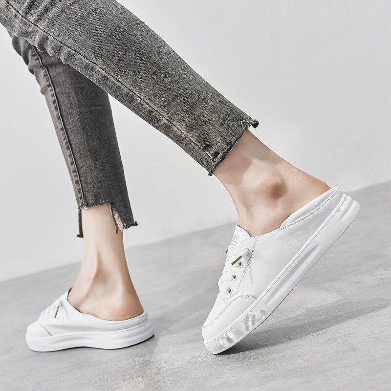 Women Casual Sneakers Genuine Leather White Sneakers,Breathable Sneakers,Comfort Shoes,Women's Vulcanize Shoes Flat Shoes Female