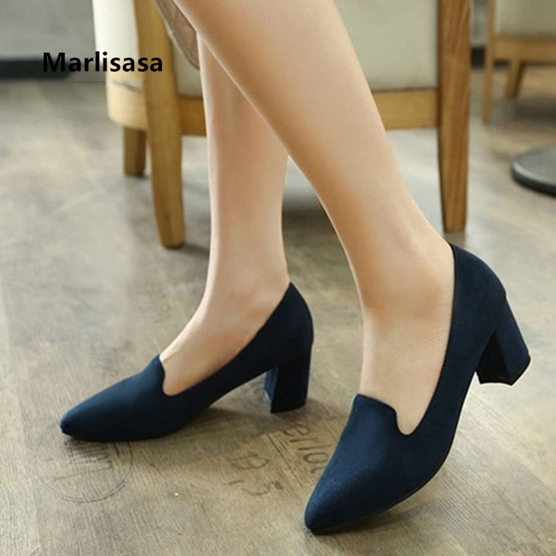 Women Fashion Navy Blue Pointed Toe Slip on High Heel Shoes Ladies Fashion Black Comfort Stylish High Heels Sapatos Azuis G5751