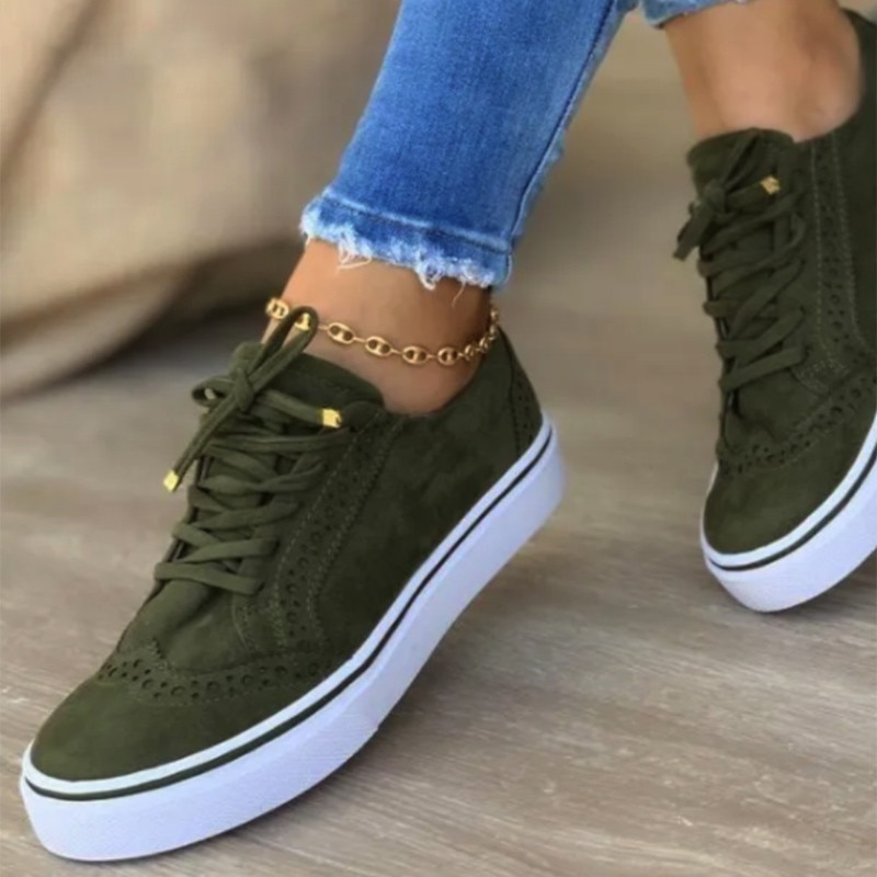 Women Flats Women's Casual Lace Up Shoes Female Platform Suede Footwear Ladies Comforts Breathable Vulcanized Zapatos Mujer