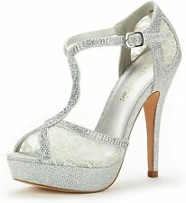 Women Peep Toe High Heel Sandals Buckle Wedding Party Dress Shoes Size 5-11