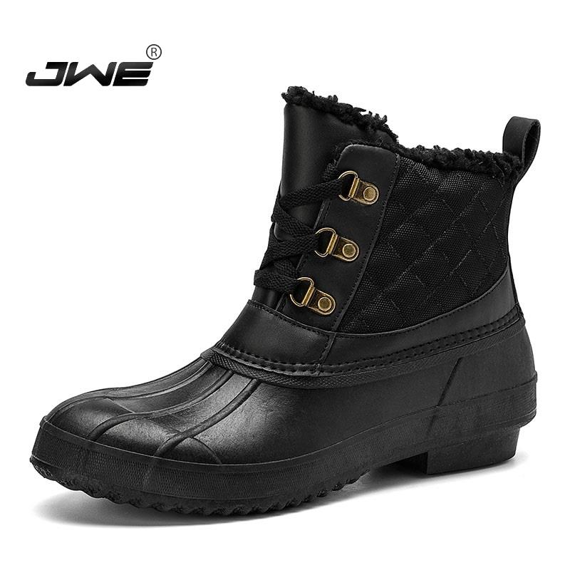 Women Rain Boots Water Sand Proof Women's Winter Duck Boots Ankle Lace-up Rubber Sole Size 36-42 Fashion Casual Shoes