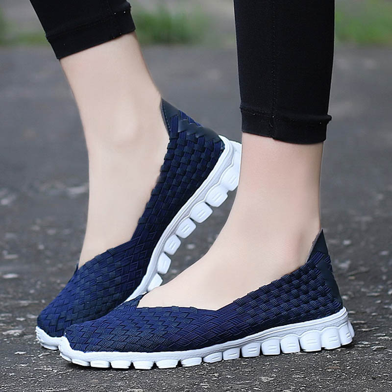 Women Shoes Summer Casual Flats Breathable Female Sneakers Woven Walking Slip On Ladies Loafers Handmade zapatillas mujer zapato