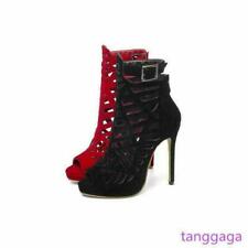 Women Stilettos Sandal Hollow Boots High Heel Pumps Lace Up Shoe Plus Size 14 15