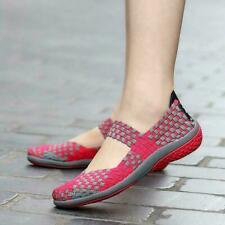 Women Walking Shoes Slip On Woven Elastic Mary Jane Flat Lightweight Stylish