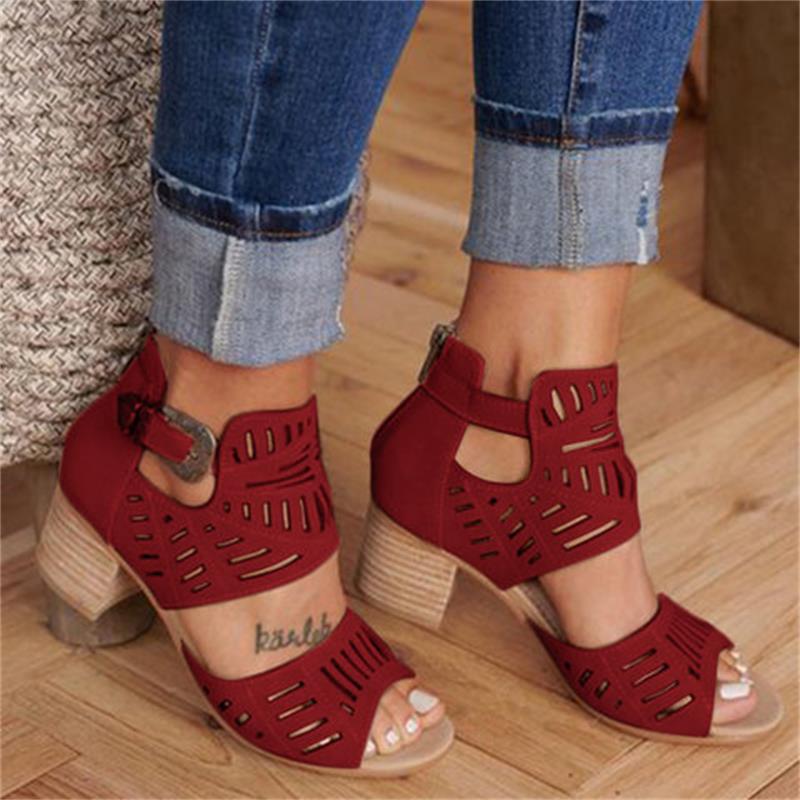 Women Wedge Sandals Mid Heel Summer Slip-on Buckle Ladies Shoes Artificial Open Toe Casual Wedding Pumps Women Sandalias