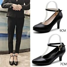 Women's Ankle Strap High Heels Pointed Toe Pumps Casual Buckle Shoes US 4.5-9