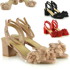 Womens Ankle Strap Low Block Heel Sandals Ladies Fringe Party Shoes Size 3-8