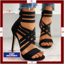 Womens High Heels Bandage Snakeskin Stilettos Sandals Open Toe Sexy Party Shoes