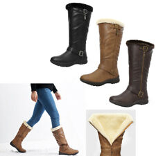 Womens Ladies Knee High Warm Fur Winter Zip Snow Boot Flat Heel Boot Shoes Size