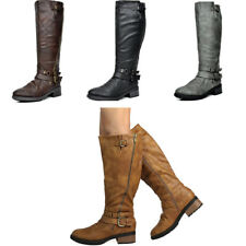 Women's Low Heel Knee High and up Riding Boots Zipper Wide-Calf Shoes Size US