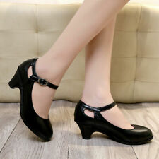 Womens Mary Jane Shoes OL Formal Ankle Strap Pumps Casual Buckle Mid Block Heels